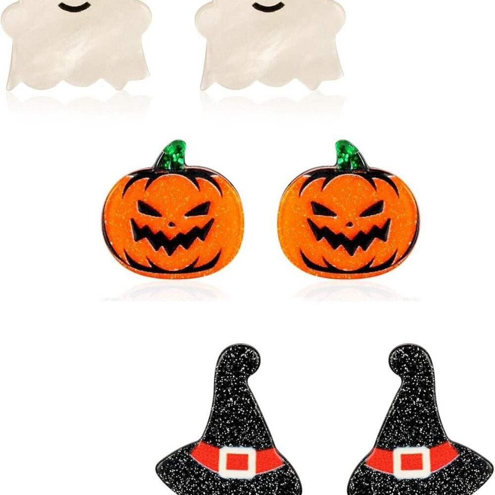 Halloween Earrings Cute Pumpkin Earrings for Women Fun Crystal Pumpkin Stud Earr